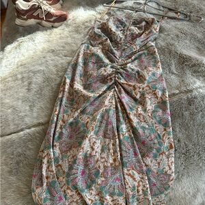 Veronica Beard Floral Maxi Dress with Ruched Detail